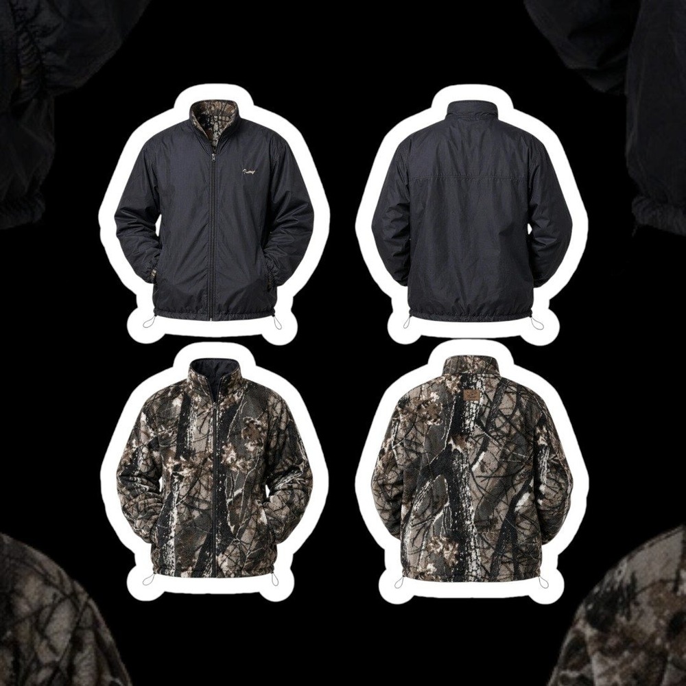 Camo Hunting Jacket Duxbak Reversible Men's Large Fleece‎ Nylon Full Zip